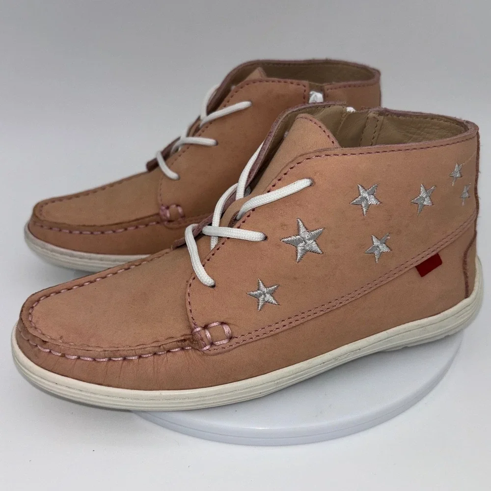MARC JOSEPH NEW YORK Leather‎ Chukka Boot Ankle Pink Girl Kids Star Unisex 2 NEW